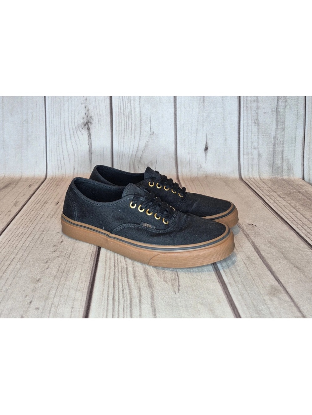 Vans Authentic Black/Gum Canvas Bronze Eyelet Sneakers Men’s Size 9.5/Women’s 11